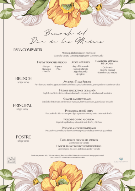 Menu de Brunch Dia de las Madres